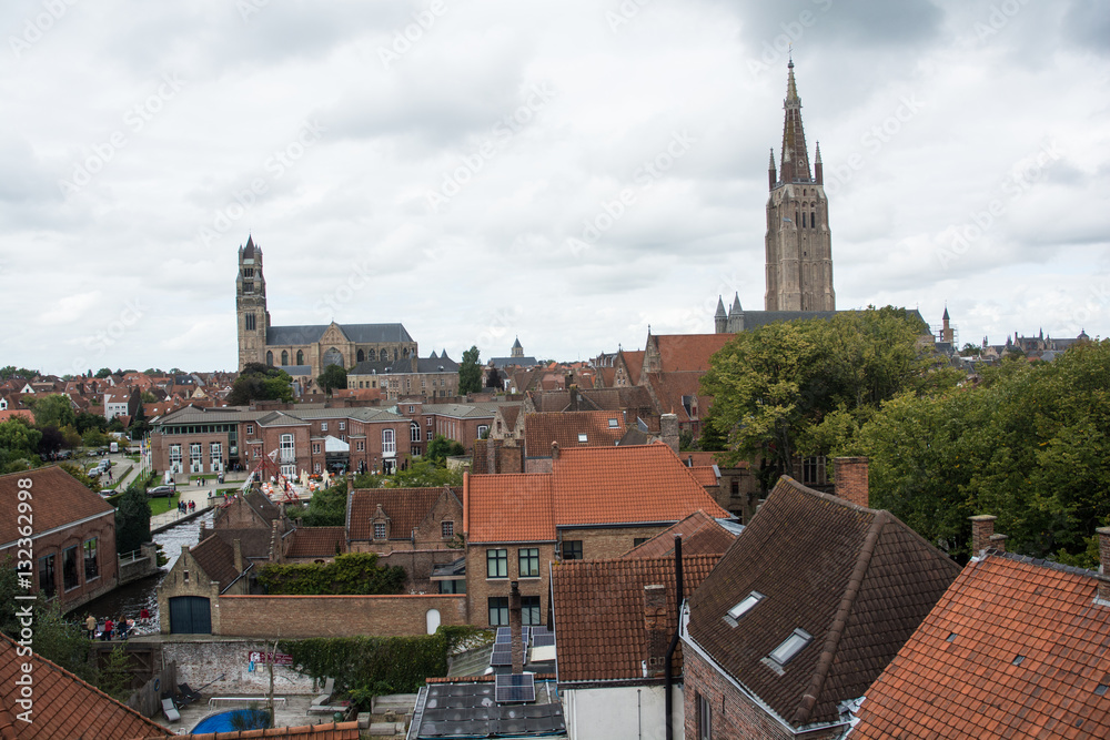 Roof top view of Bruge in Belgium