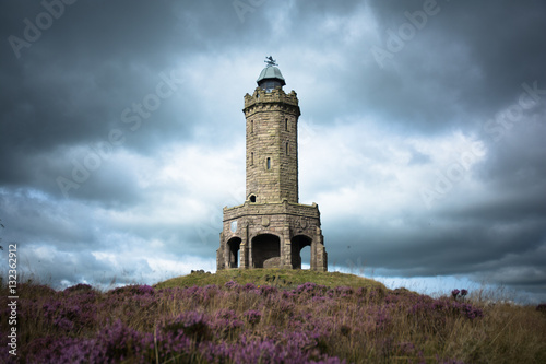 Jubilee Tower stands above the Darwen Moors in Lancashire England © The Whyte Stock