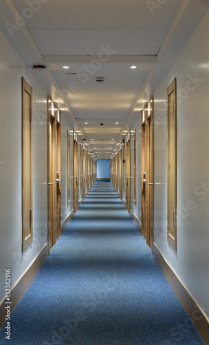 Long corridor hotel