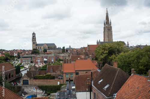 Roof top view of Bruge in Belgium
