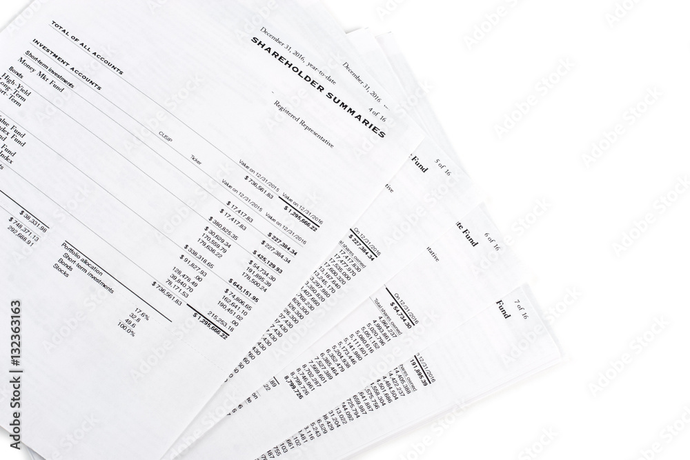 Savings and investments - annual account statement summaries Savings and investments - annual account statement summaries