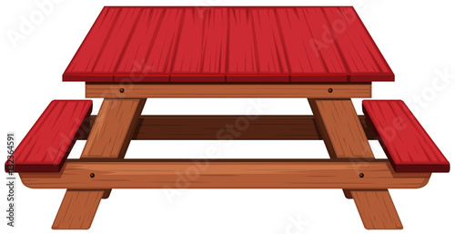 Picnic table painted in red