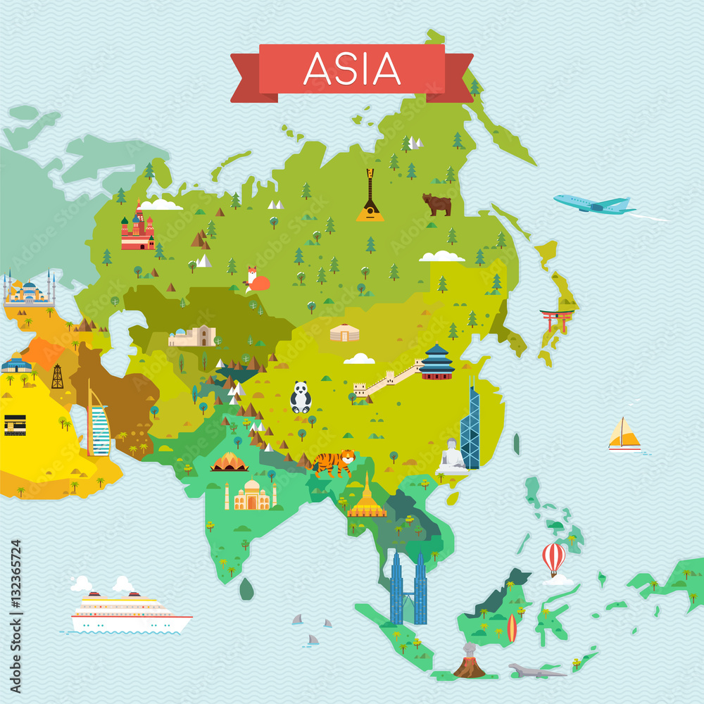 Naklejka Mapa Azji