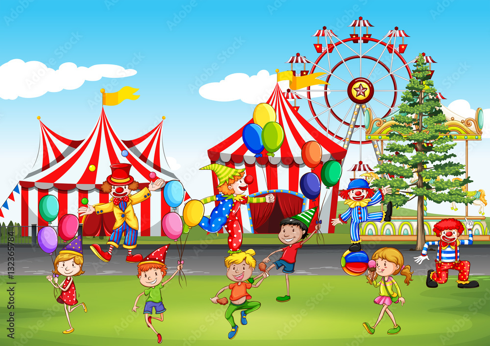 Children having fun at the fun park Children having fun at the fun park