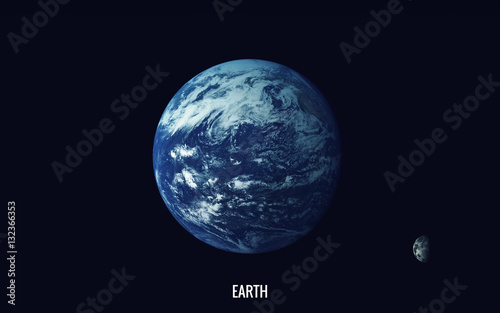 Earth and moon. Elements of this image furnished by NASA