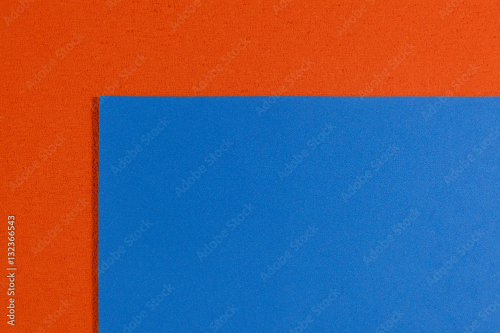 Eva foam ethylene vinyl acetate smooth blue surface on orange sponge plush background