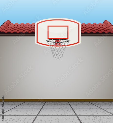 Basketball goal on the roof