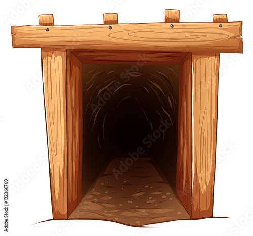 Mine entrance on white background