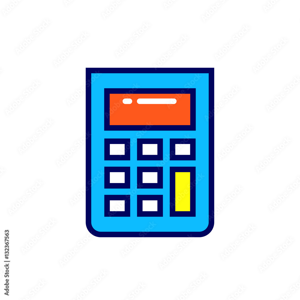 Linear calculator icon. Pictogram in outline style on white. Vector modern flat design element for mobile application and web design. Linear calculator icon. Pictogram in outline style on white. Vector modern flat design element for mobile application and web design.