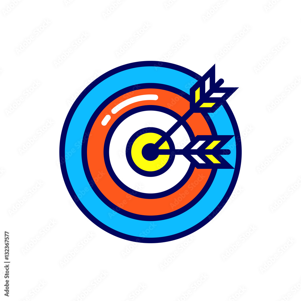 Linear target icon. Pictogram in outline style on white. Vector modern flat design element for mobile application and web design. Linear target icon. Pictogram in outline style on white. Vector modern flat design element for mobile application and web design.
