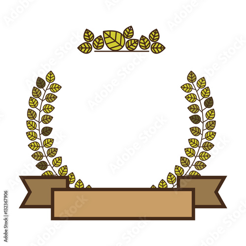 Arch of green leaves with labels vector illustration