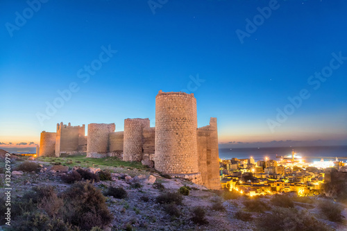 Medieval wall of Alcazaba on the hill, Almeria photo