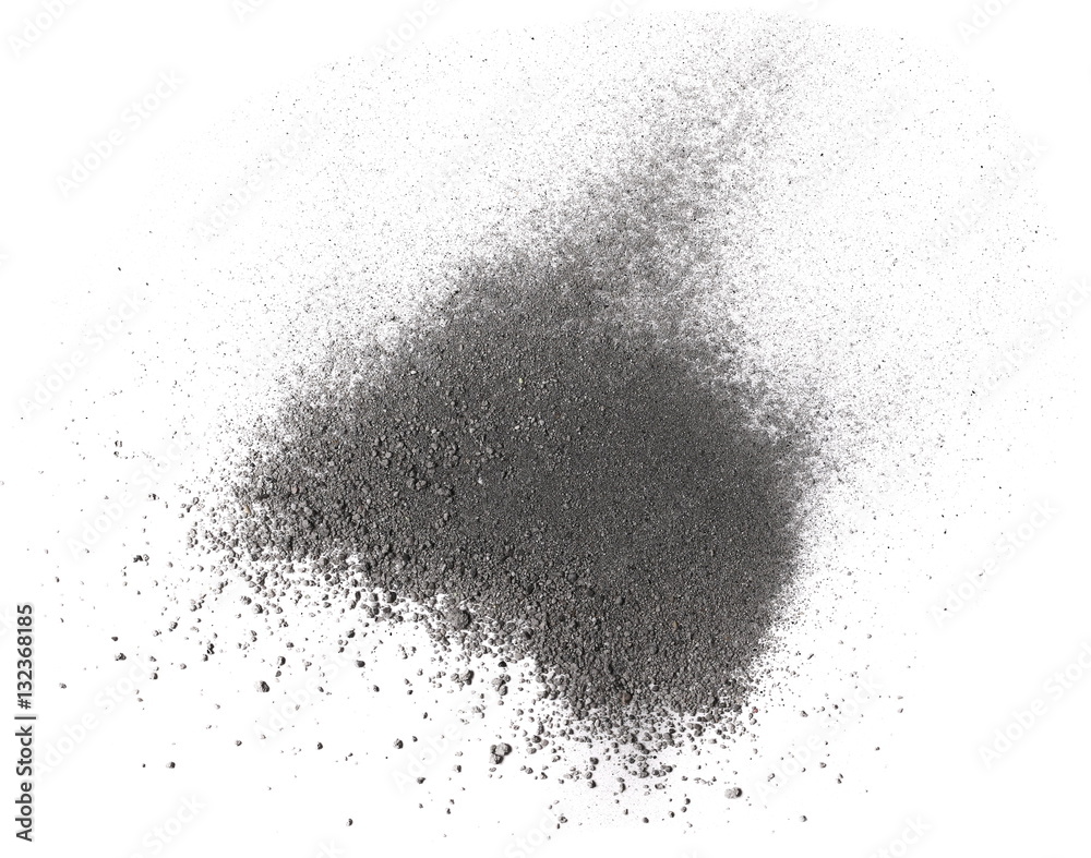 Pile gunpowder, black powder isolated on white background Pile gunpowder, black powder isolated on white background