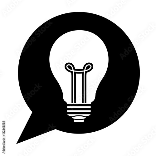 silhouette dialog with light bulb inside vector illustration