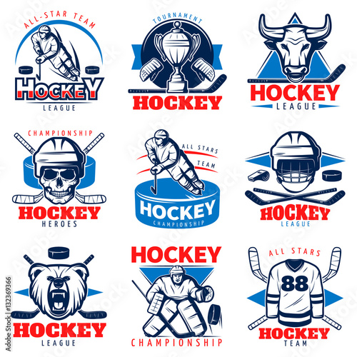 Hockey League Emblem Set