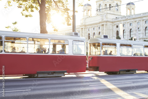 Photography A bright sunny summer day in Vienna with a tram