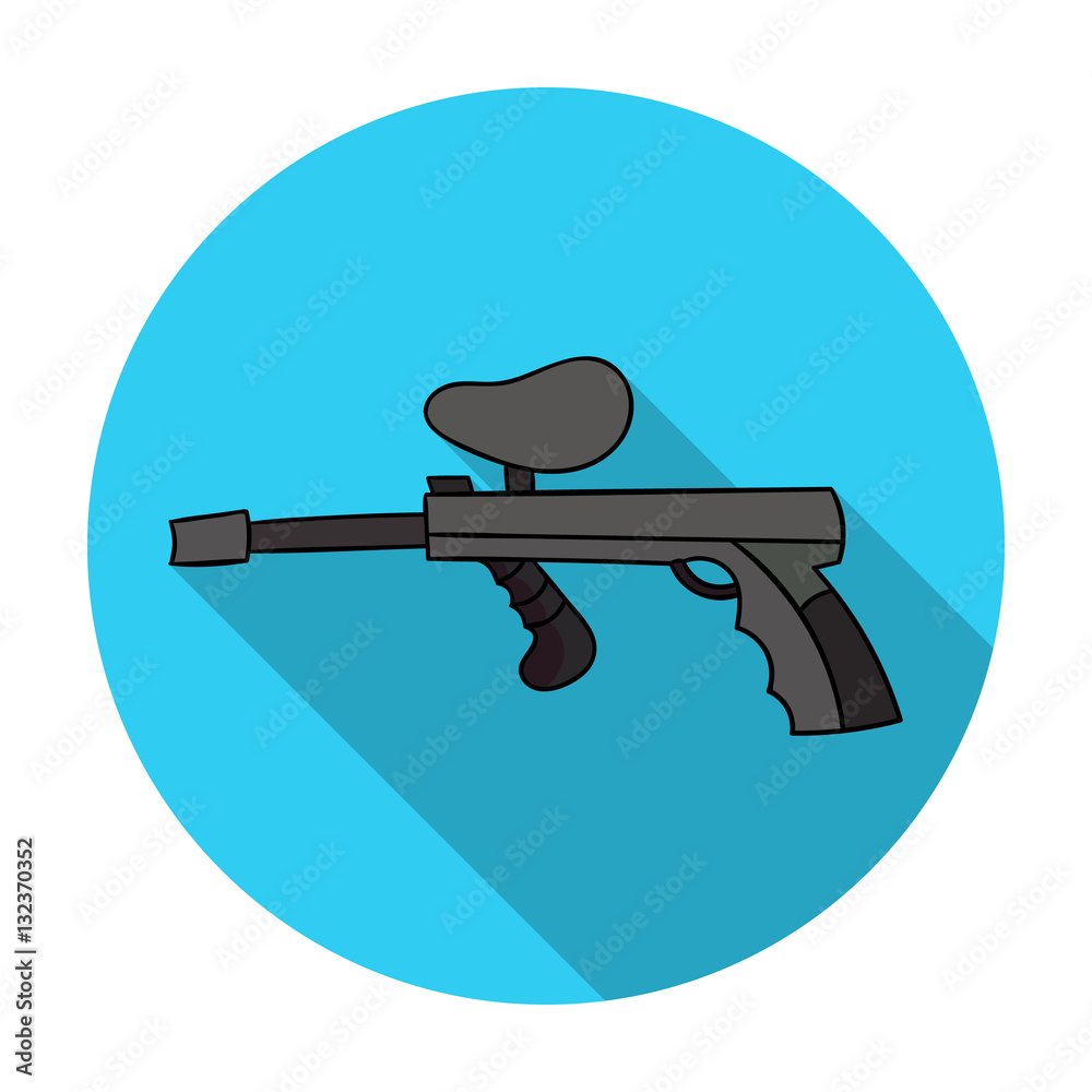 Paintball gun icon in flat style isolated on white background