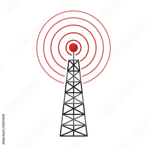 blue satellite dish with signal vector illustration