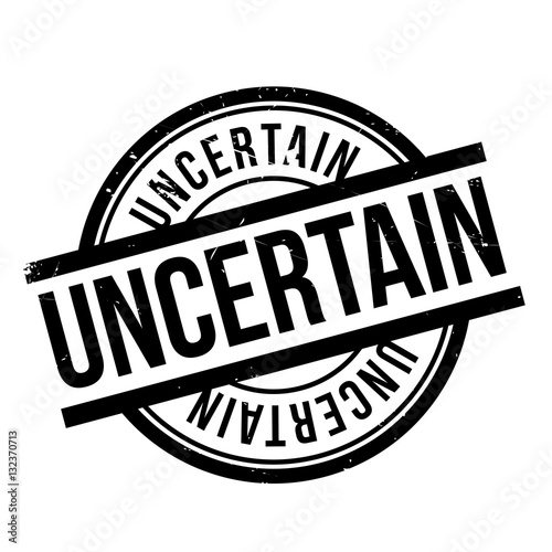 Uncertain rubber stamp. Grunge design with dust scratches. Effects can be easily removed for a clean, crisp look. Color is easily changed.