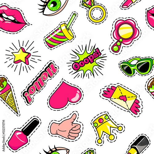 Elements For Girls Comic Style Pattern