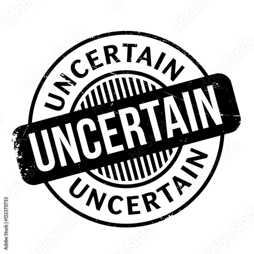 Uncertain rubber stamp. Grunge design with dust scratches. Effects can be easily removed for a clean, crisp look. Color is easily changed.