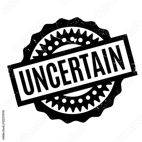 Uncertain rubber stamp. Grunge design with dust scratches. Effects can be easily removed for a clean, crisp look. Color is easily changed.