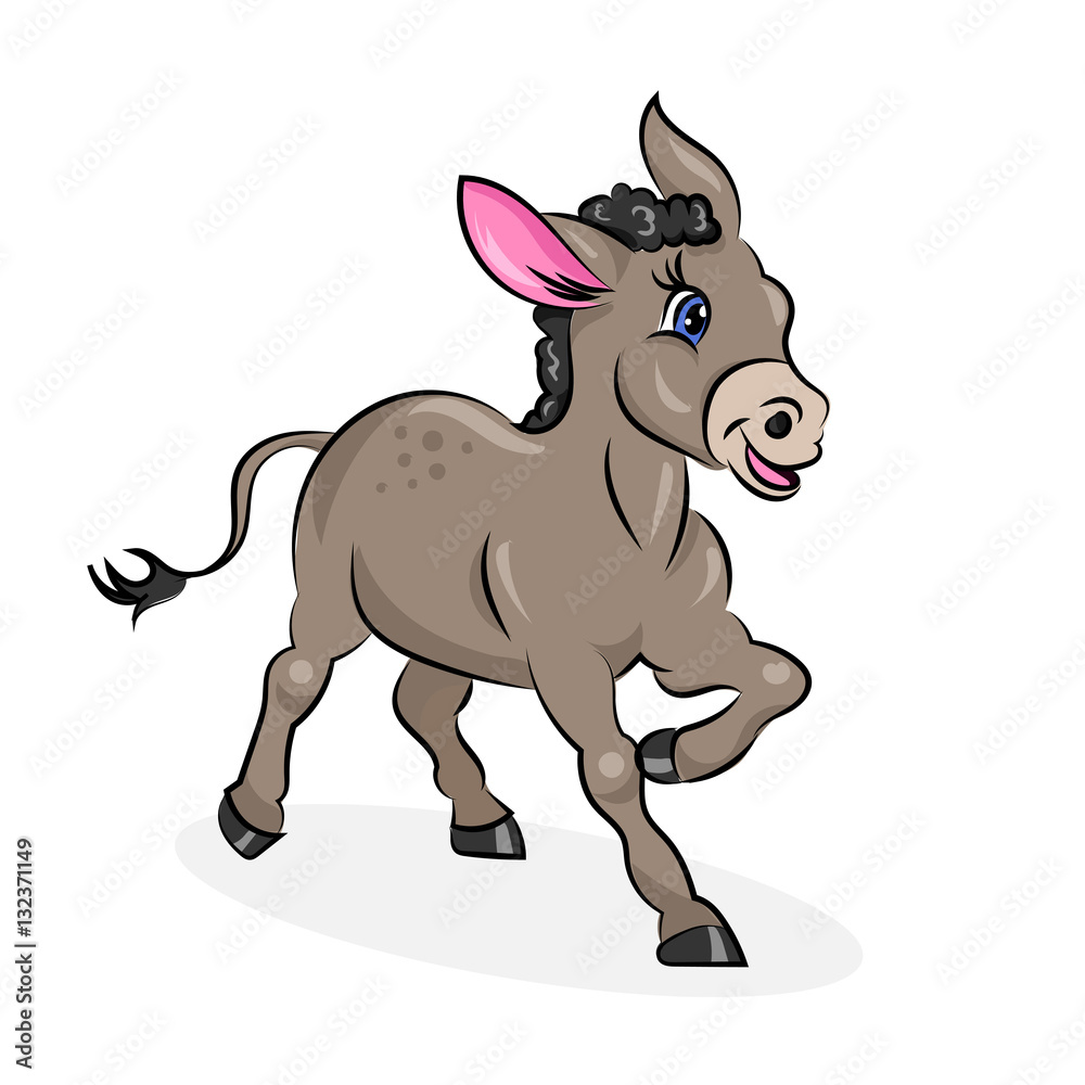 cartoon cute funny vector donkey at the white background cartoon cute funny vector donkey at the white background