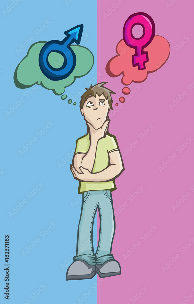 Man choosing between man or woman Man choosing between man or woman