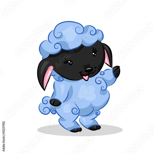 cute cartoon vector sheep lamb at the white background
