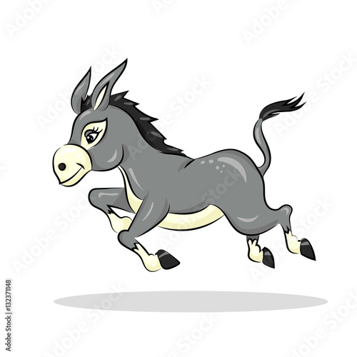 cartoon cute funny vector donkey at the white background