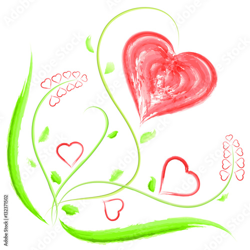The heart and flower for Valentine's Day or weddings
