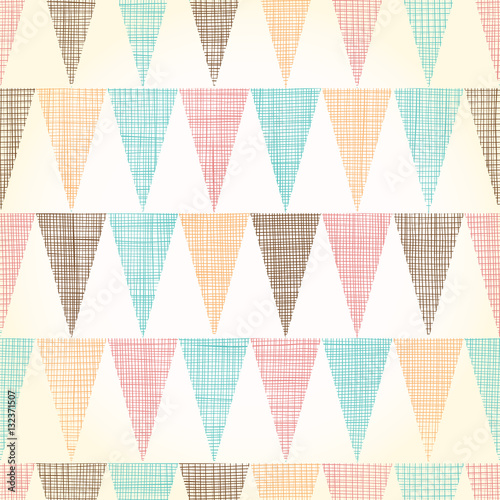 Vector Vintage Bunting Flags Triangles Seamless Pattern Background With fabri...
