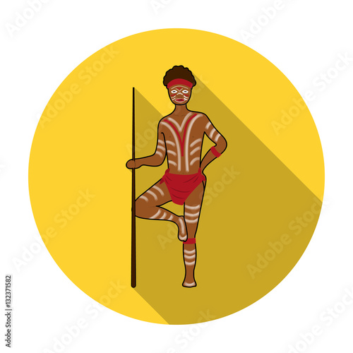 Astralian aborigine icon in flat style isolated on white background. Australia symbol stock vector illustration. photo