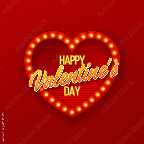 Heart frame retro light banner.