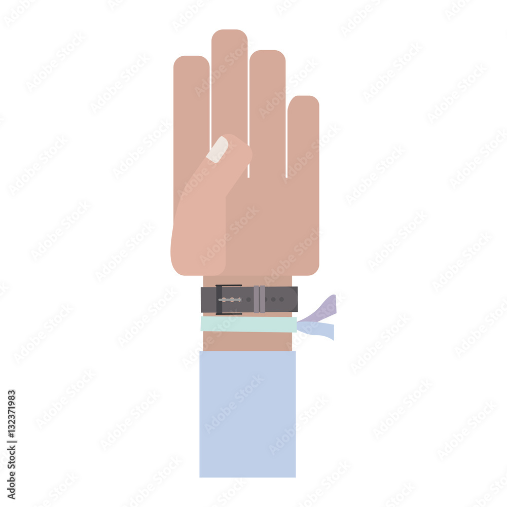hand with light blue sleeve and bracelet vector illustration hand with light blue sleeve and bracelet vector illustration