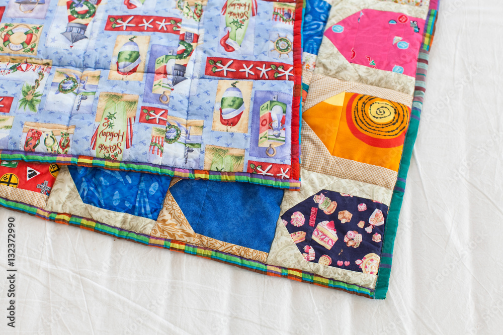 Part of patchwork quilt as background. Handmade Part of patchwork quilt as background. Handmade