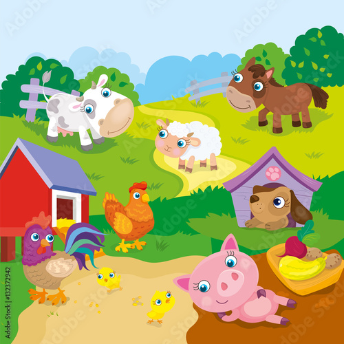 Cartoon Cute Farm Animals © ingasmk