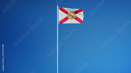 Florida (U.S. state) flag waving against clear blue sky, long shot, isolated with clipping path mask alpha channel transparency, perfect for film, news, composition