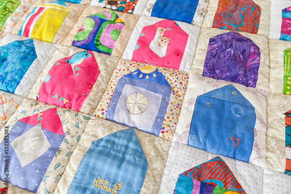Part of patchwork quilt as background. Handmade Part of patchwork quilt as background. Handmade
