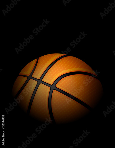 Realistic Basketball Illustration with Black Background © enterlinedesign