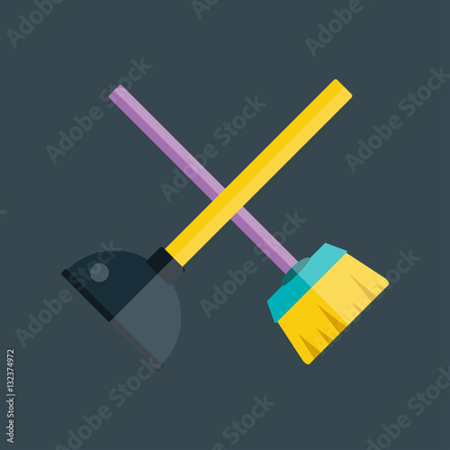 Toilet plunger and brush vector.