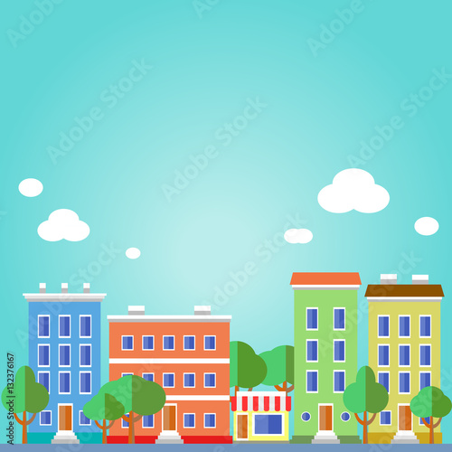 Flat design urban landscape illustration.