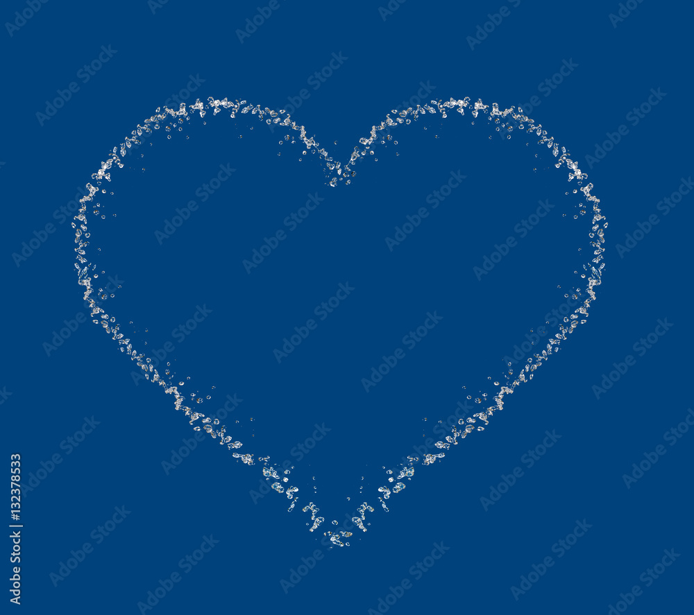Heart from water drops on blue background Heart from water drops on blue background
