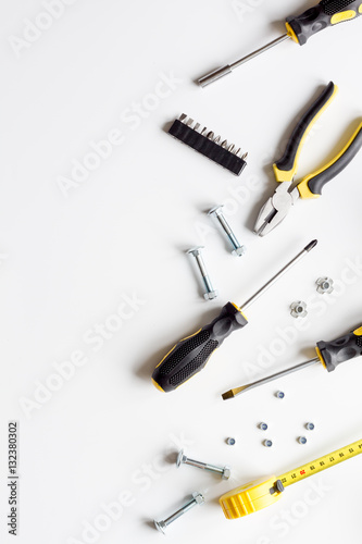 Tools for repairing top view on white background