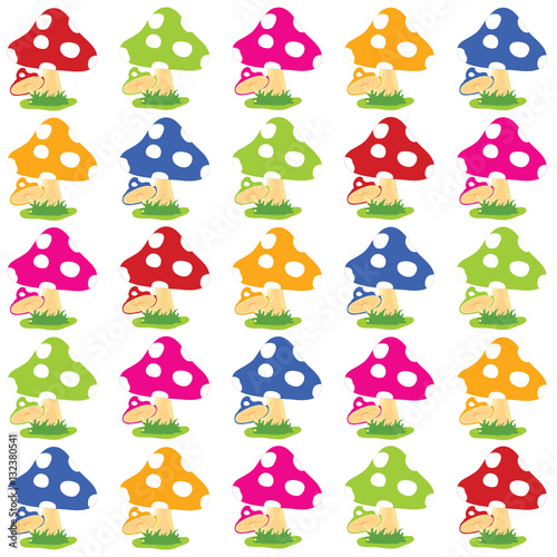 pattern of mushroom cartoon set illustration on white background