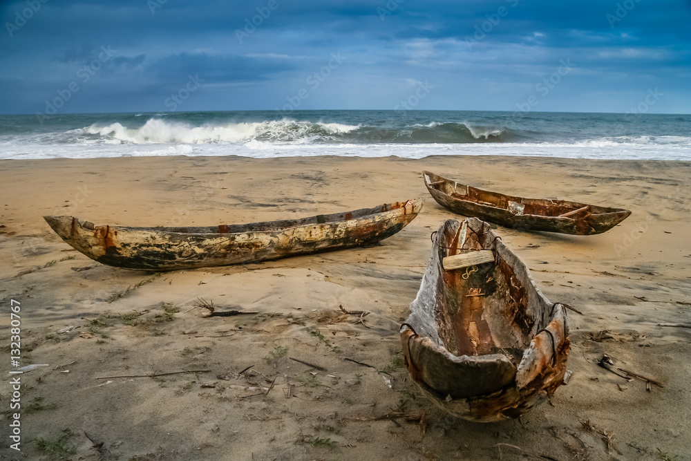 Traditional wooden fishing pirogues Traditional wooden fishing pirogues