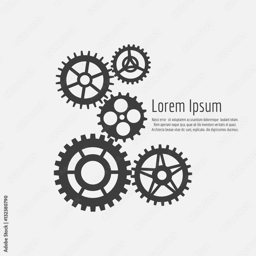 Gears icons combination. Team work concept on grey backdrop. Vector gears background Gears icons combination. Team work concept on grey backdrop. Vector gears background