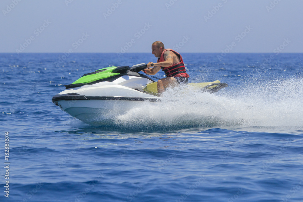 Having fun on a jet-ski