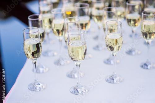 row of champagne glasses