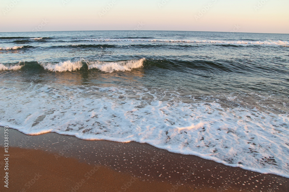 Fototapeta premium Beautiful view on the seashore at the sunrise. Crimea.